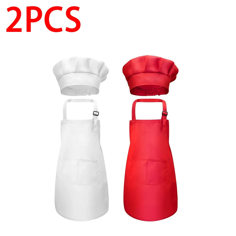Kids' Chef Apron and Hat Set – Waterproof Cooking & Painting Smock for Boys and Girls