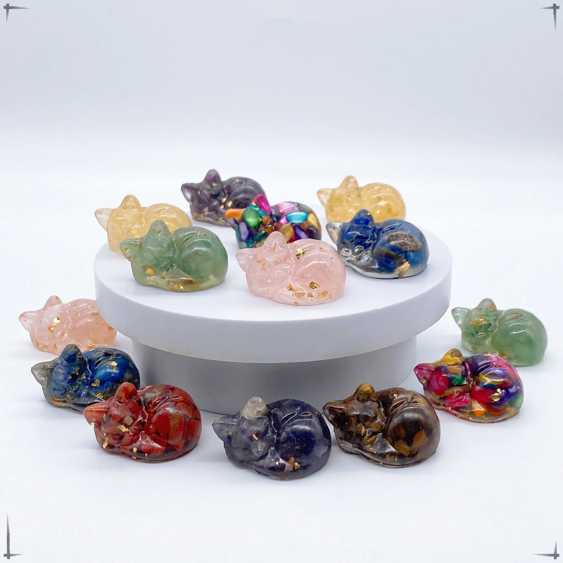 Sleeping Cat Crystal Resin Figurine