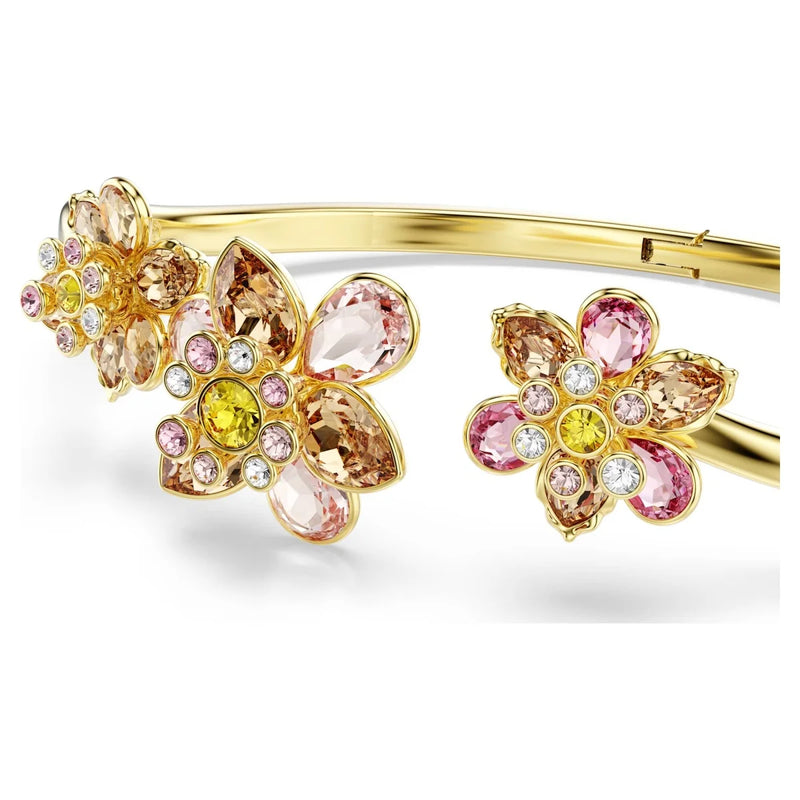 Floral Zircon Bangle Bracelet