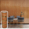 Peel and Stick Wood Slat Wallpaper with Gold Trim