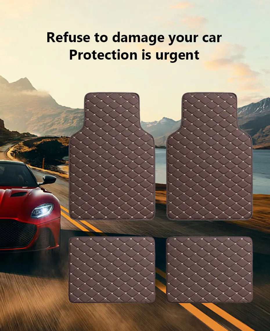 Universal All-Weather 4-Piece PU Leather Car Floor Mats