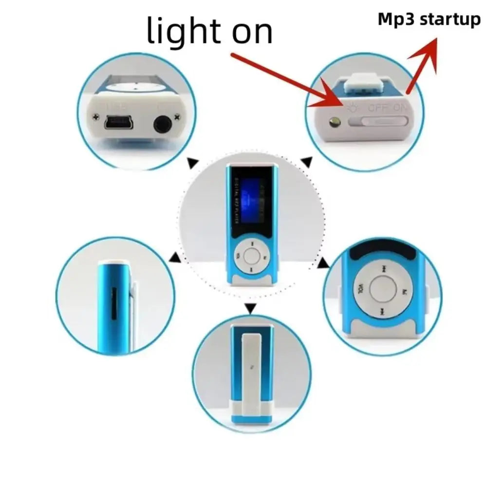 Portable Clip-On MP3 Player with Metal Body and LCD Screen
