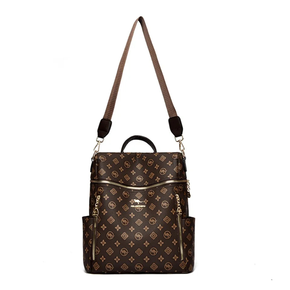 Women's Genuine Leather Backpack with Multiple Pockets