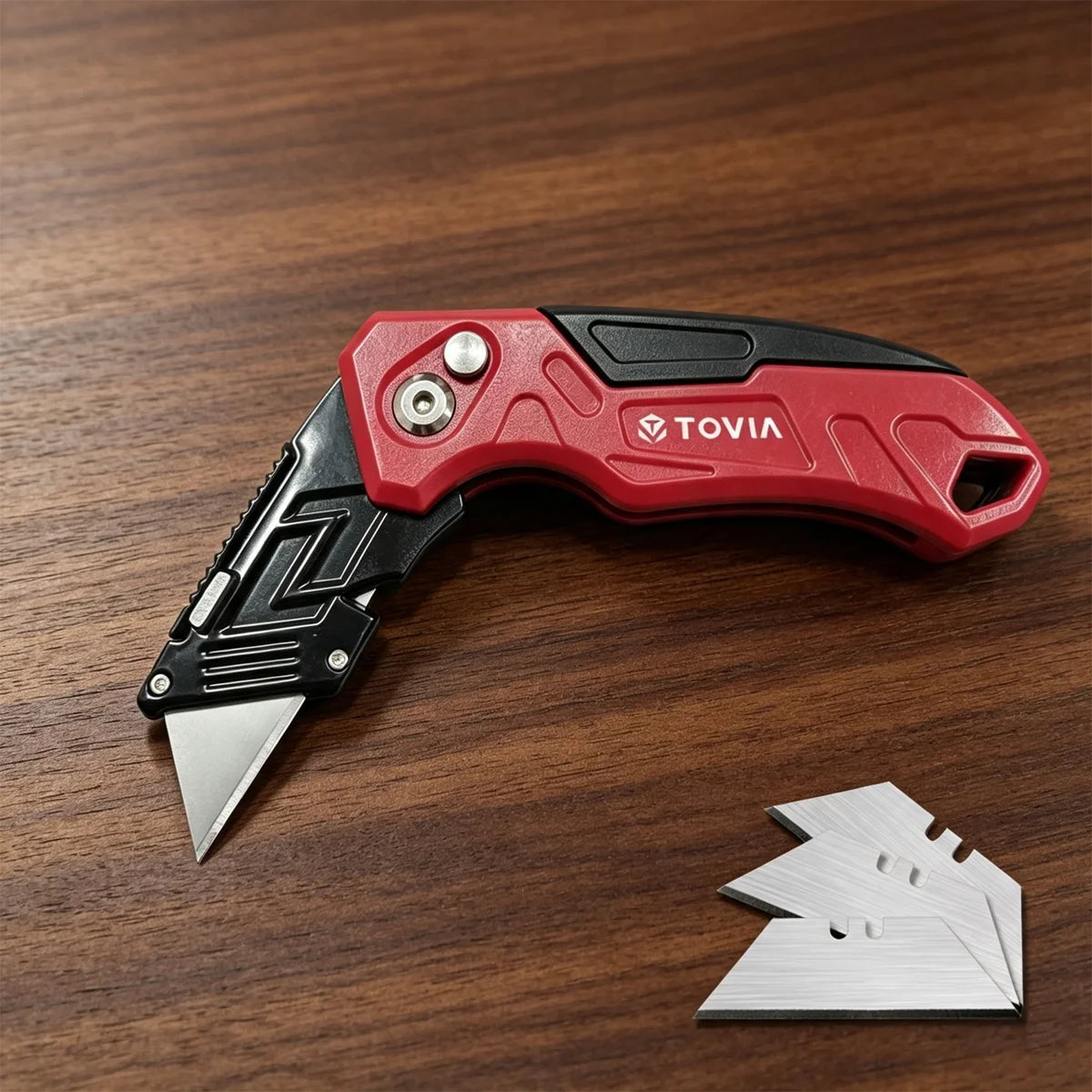 Folding Utility Knife with Built-In Blade Storage and Gut Hook
