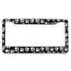 Black and white paw print license plate frame for a car tag holder