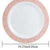 Elegant White Disposable Dinner Plates with Silver Lace Design