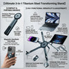 A set of three magnetic stands for a laptop, phone, and tablet demonstrating versatile viewing angles.