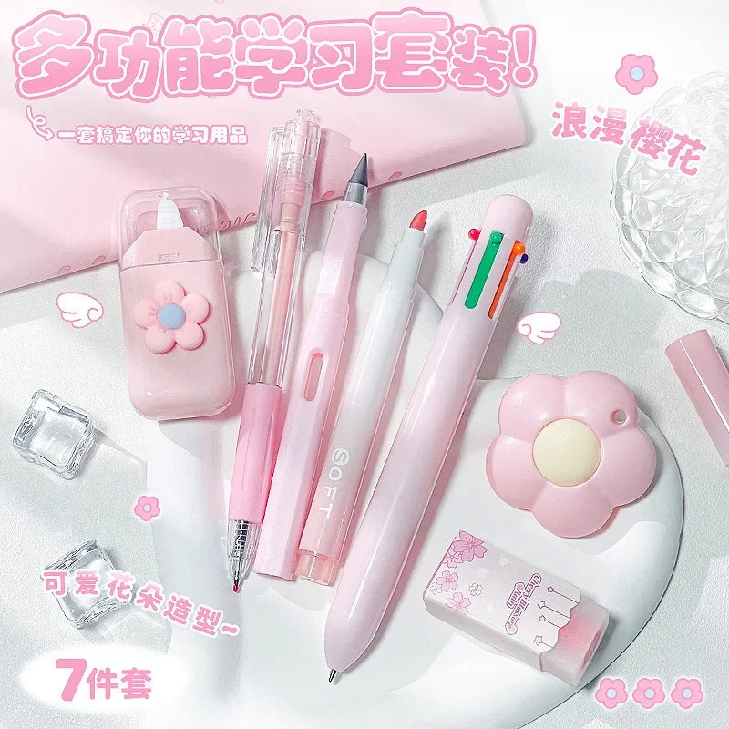 Kawaii Cartoon School Supplies Gift Set