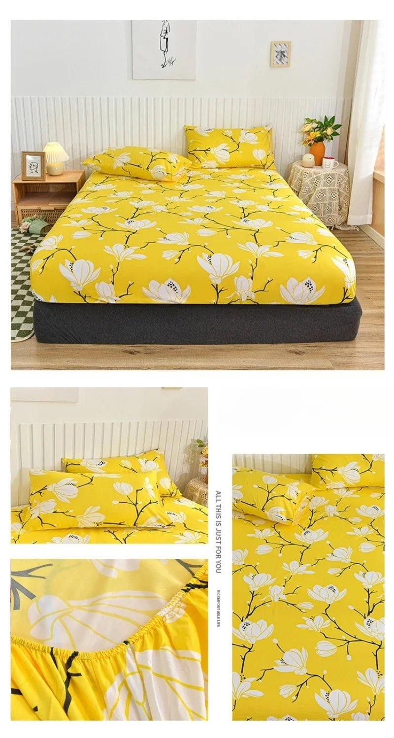 Non-Slip Fitted Sheet with Elastic Edges – Geometric Print, Soft Cotton Feel
