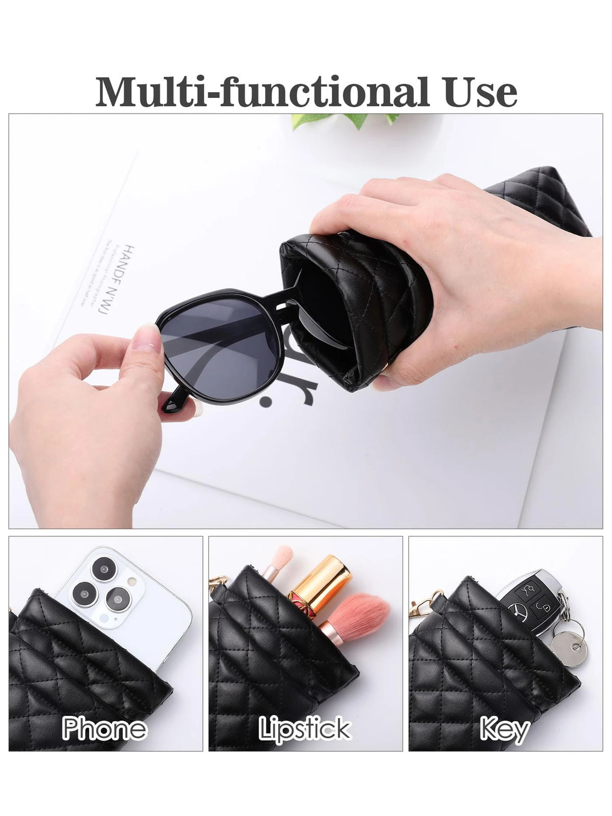 Double-Layer PU Leather Glasses Case with Soft Lining