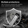 A Lexar M400 USB 3.2 flash drive is shown inside a protective shield against a dark, textured background.
