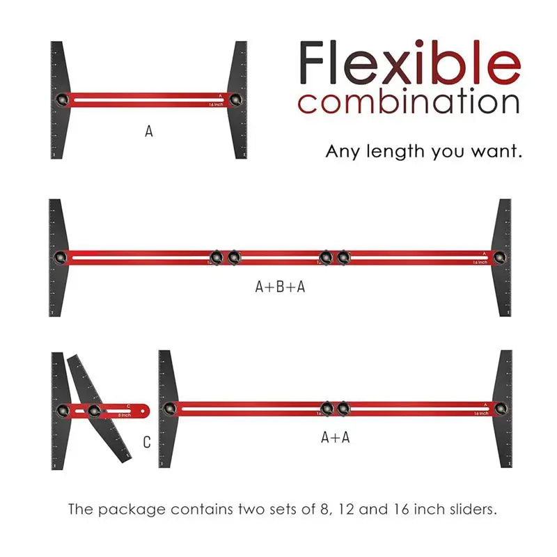 Adjustable Stair Tread Template Tool with Modular Extensions