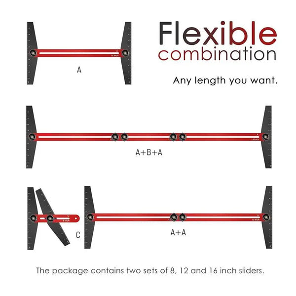 Adjustable Stair Tread Template Tool with Modular Extensions