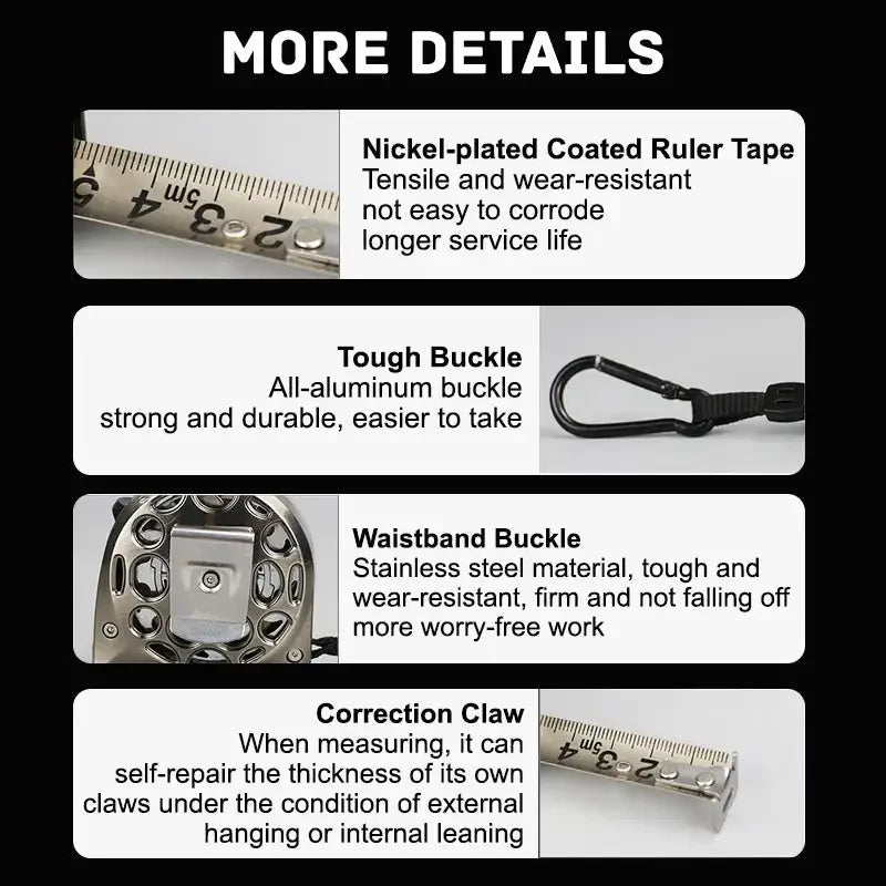Stainless Steel Retractable Tape Measure – Anti-Corrosion, Easy-Read, Ideal for Woodworking