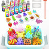 A DIY 3D water elf science kit with graffiti painting for kids showing various colorful components and tools.