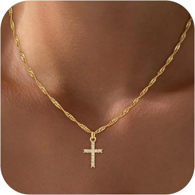 18K Gold-Plated Stainless Steel Cross Necklace