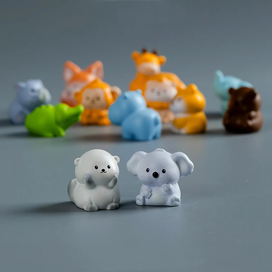 Mini Zoo Resin Animal Figurines Set for Fairy Garden Decor