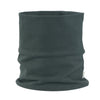 A dark gray, knitted neck warmer or scarf for men and women.