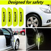 Cuatro calcomanías reflectantes amarillas diseñadas para la seguridad de las puertas del coche