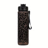 Leopard Print Sports Water Bottle with Straw