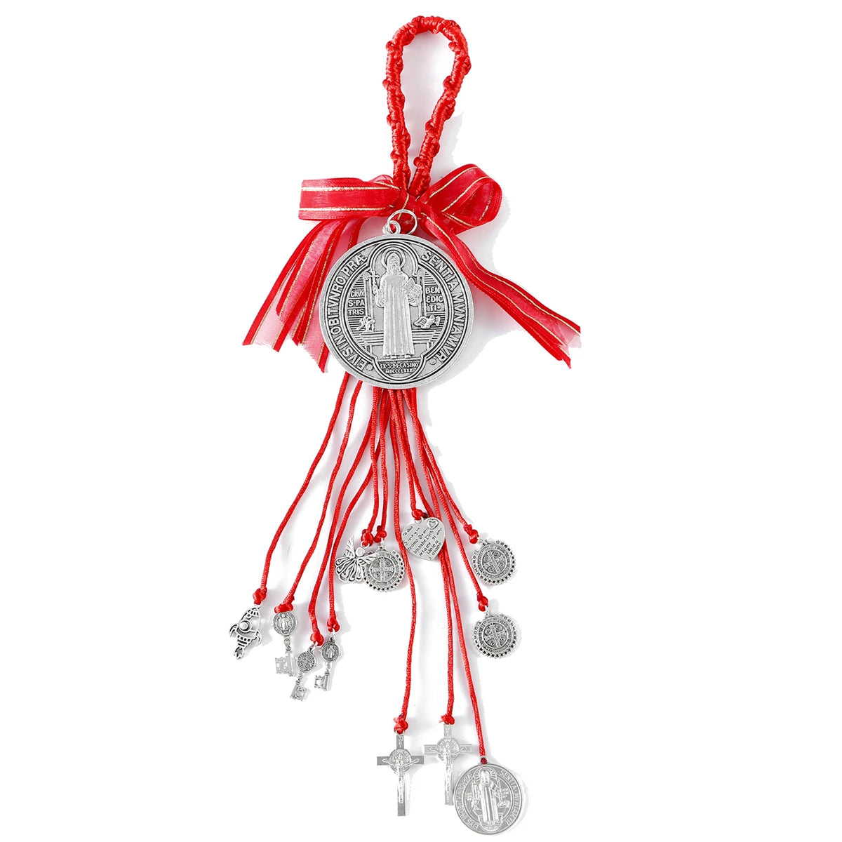 Antique Silver Saint Benedict Medal Cross Charm