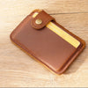 Vintage Leather Slim Card Holder with Snap Closure
