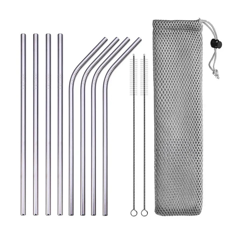 Reusable Stainless Steel Drinking Straws with Cleaning Brush