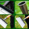 A set of durable manganese steel shovels and a metal nozzle for cleaning and maintenance tasks.
