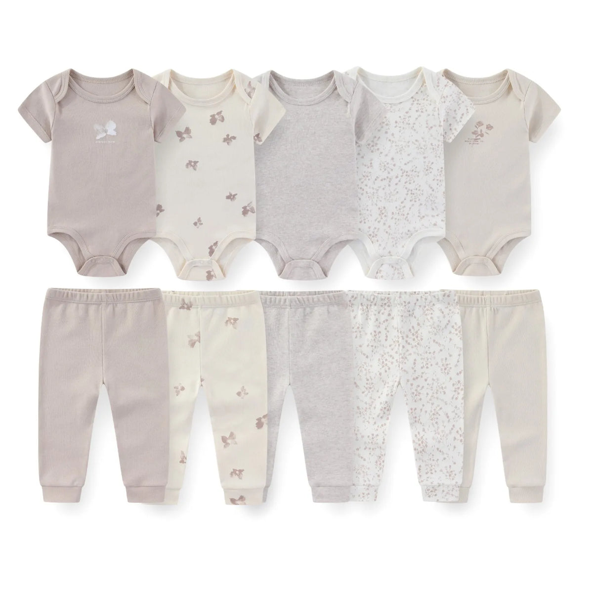 Baby Cotton Bodysuit and Pants Outfit Set (4-Piece)
