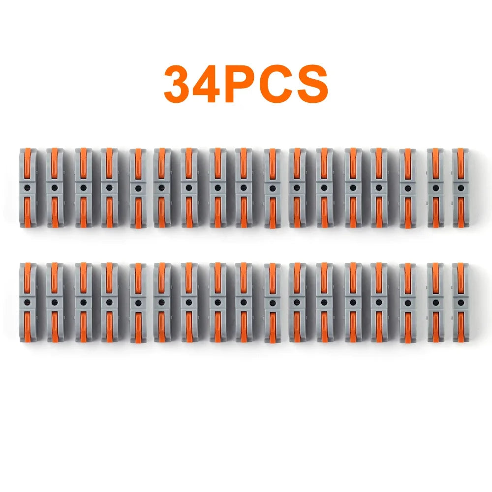 34 pieces of lever wire connectors for quick and secure electrical connections