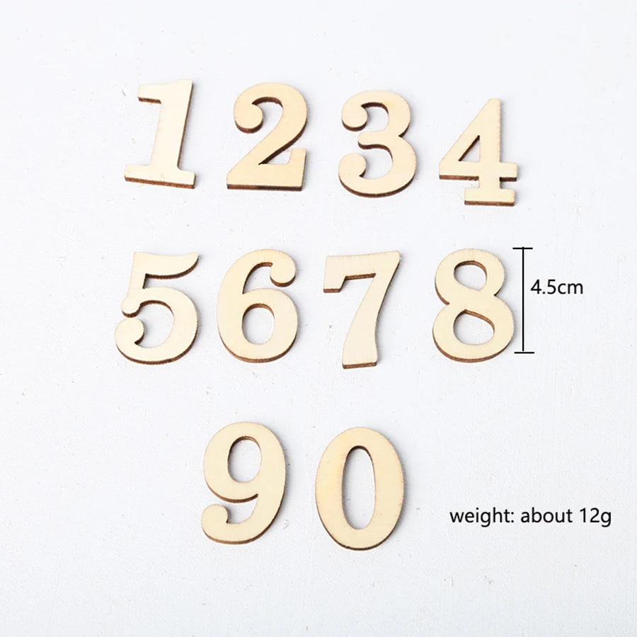 A set of wooden numbers 1 through 90 for a Montessori busy board fine motor skills activity.