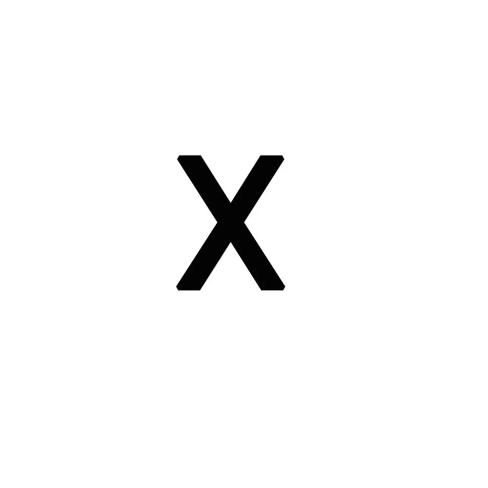 A black letter X symbol on a white background.