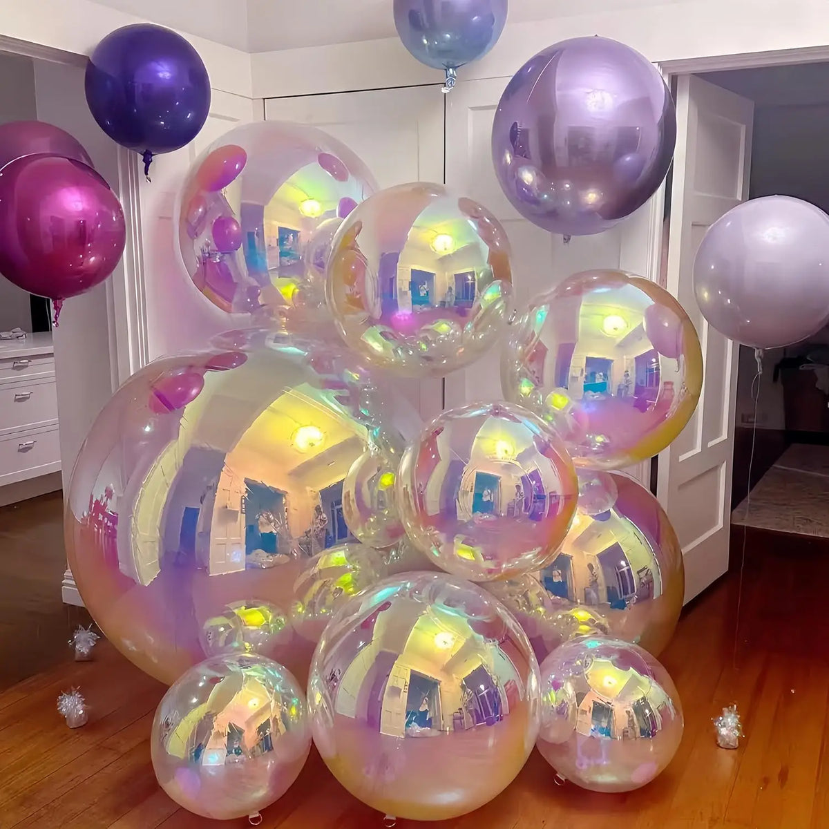 Iridescent Holographic Balloons for Parties and Celebrations