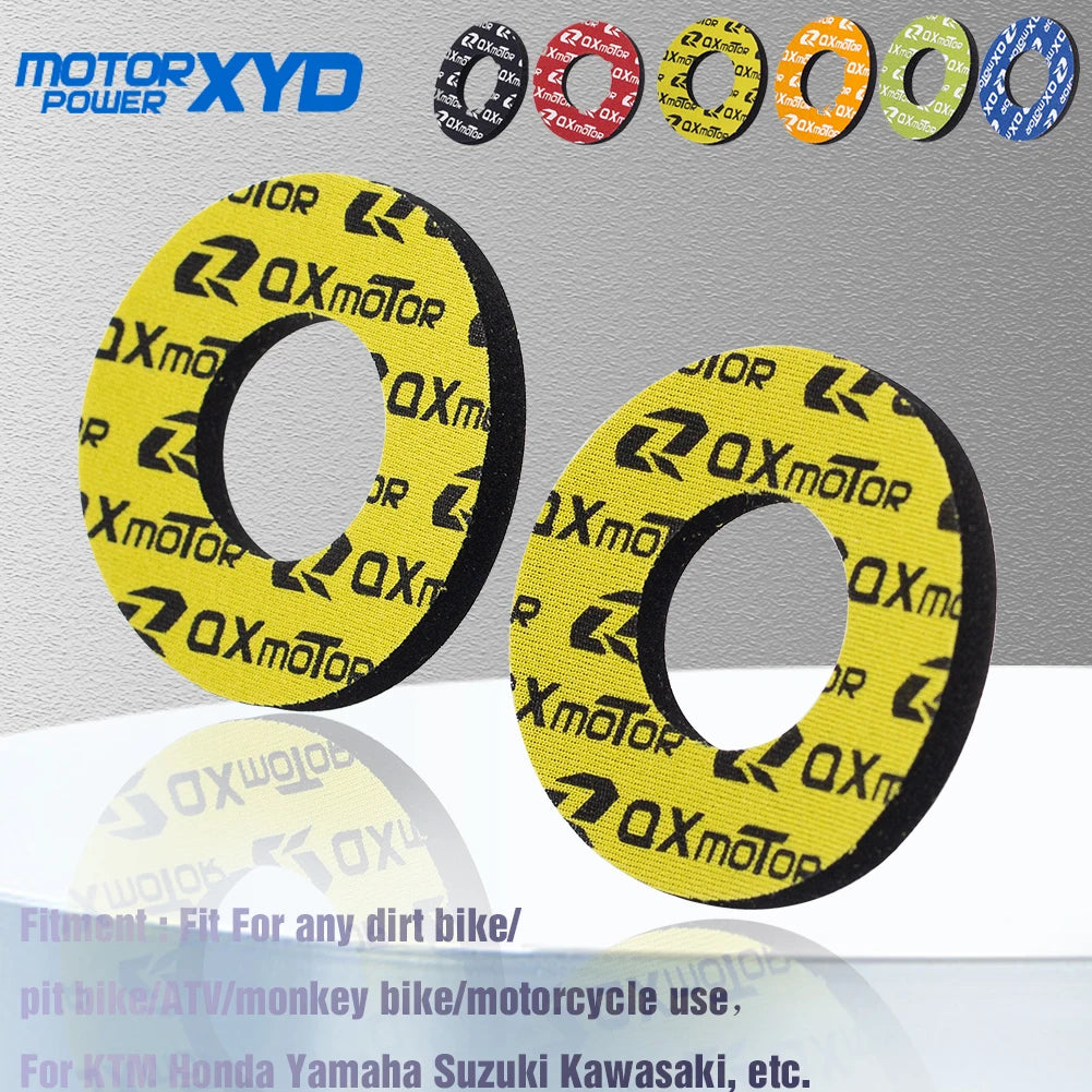 A pair of yellow and black universal dirt bike handlebar grips for various motorcycles.