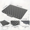 A dark gray silicone dish drying mat with a textured surface designed for non-slip grip and efficient self-draining.