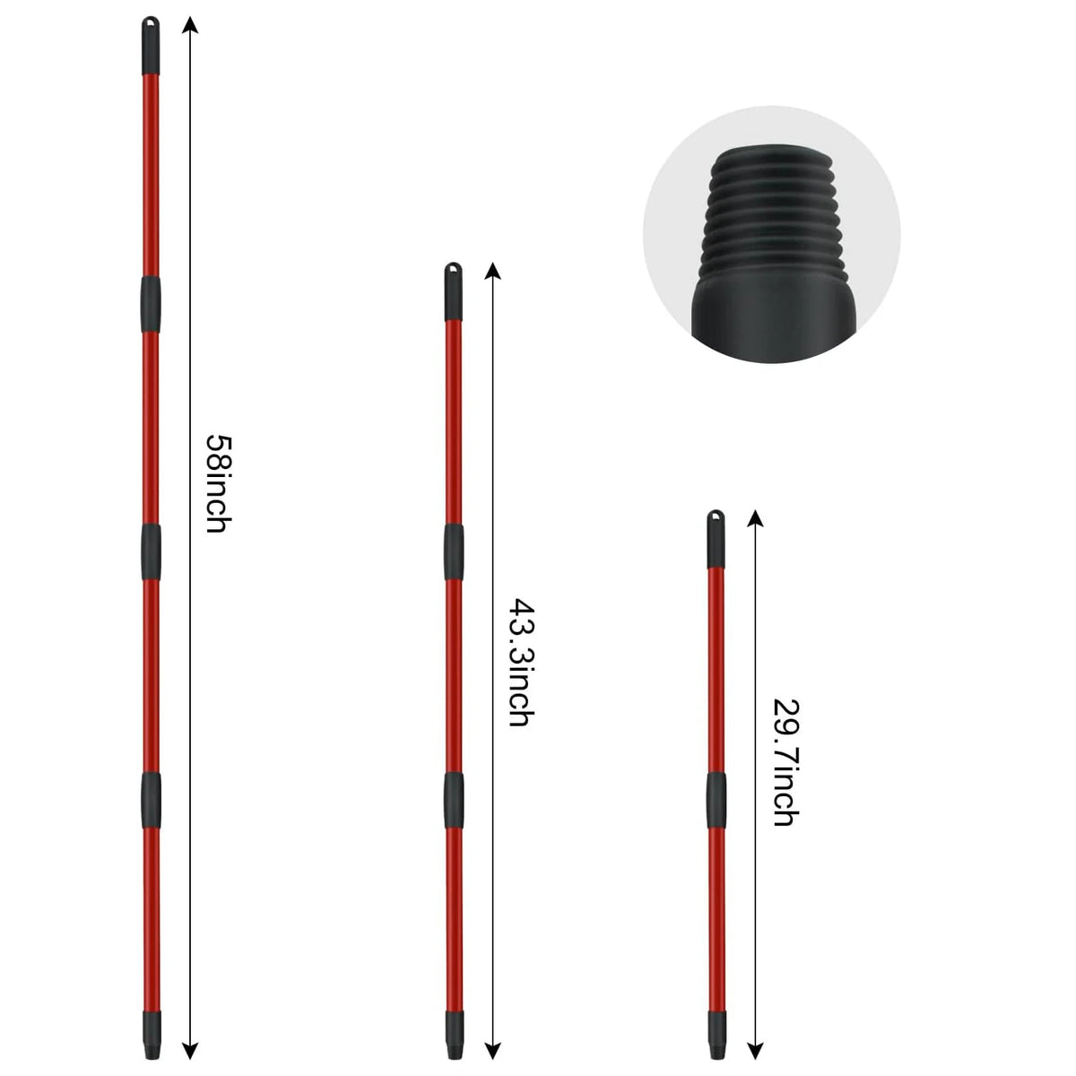 A replacement mop handle and base assembly shown in red and black components.