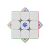 A white speed cube with blue and green accents, showing a disassembled view.