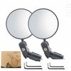 A pair of adjustable 360 degree bicycle handlebar rearview mirrors with mounting brackets and installation hardware.