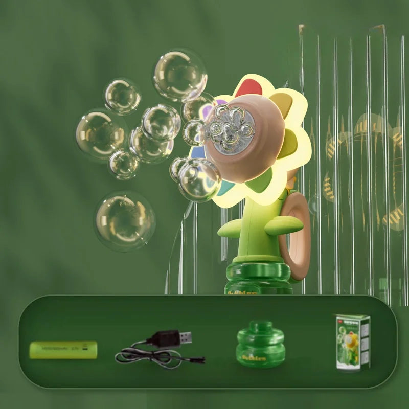 Sunflower Automatic Bubble Machine with Flashing Lights