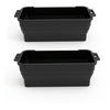 Two black reusable silicone grease liners for griddle pans shown side by side.