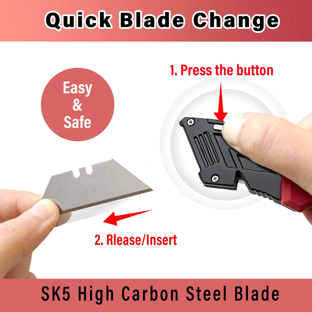 Folding Utility Knife with Built-In Blade Storage and Gut Hook
