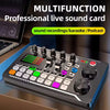 A professional live sound card device with various buttons and knobs is shown on a desk.