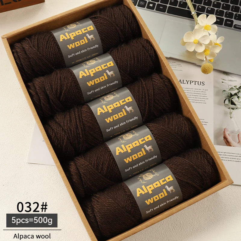 Chunky Alpaca Wool Knitting Yarn – 500g Multi-Color Set for Cozy Winter Projects