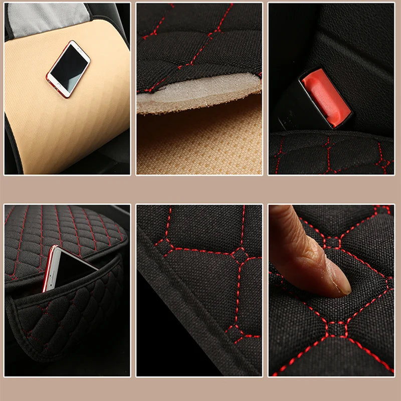 Breathable Linen Front Car Seat Cover