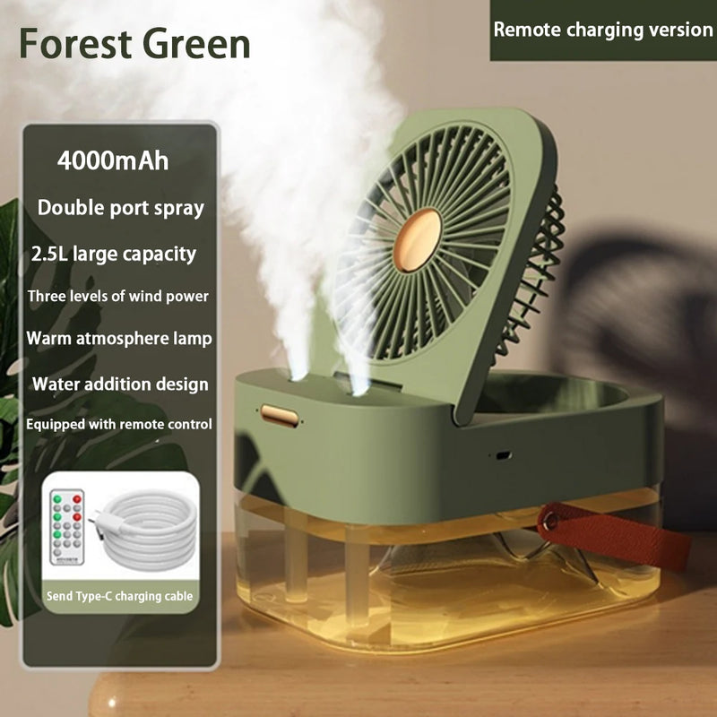 Portable Ultrasonic Humidifier with Fan and LED Night Light