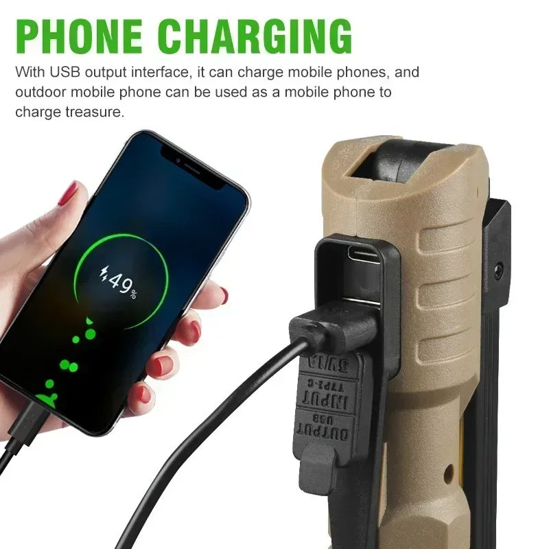 Foldable LED Work Light with Magnetic Base and USB Charging