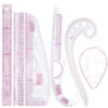 A set of six flexible sewing rulers and curve templates for French curve stitching.