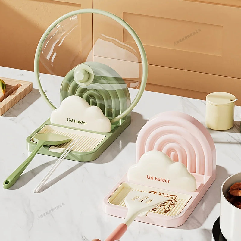 Countertop Pot Lid Organizer with Drip Tray
