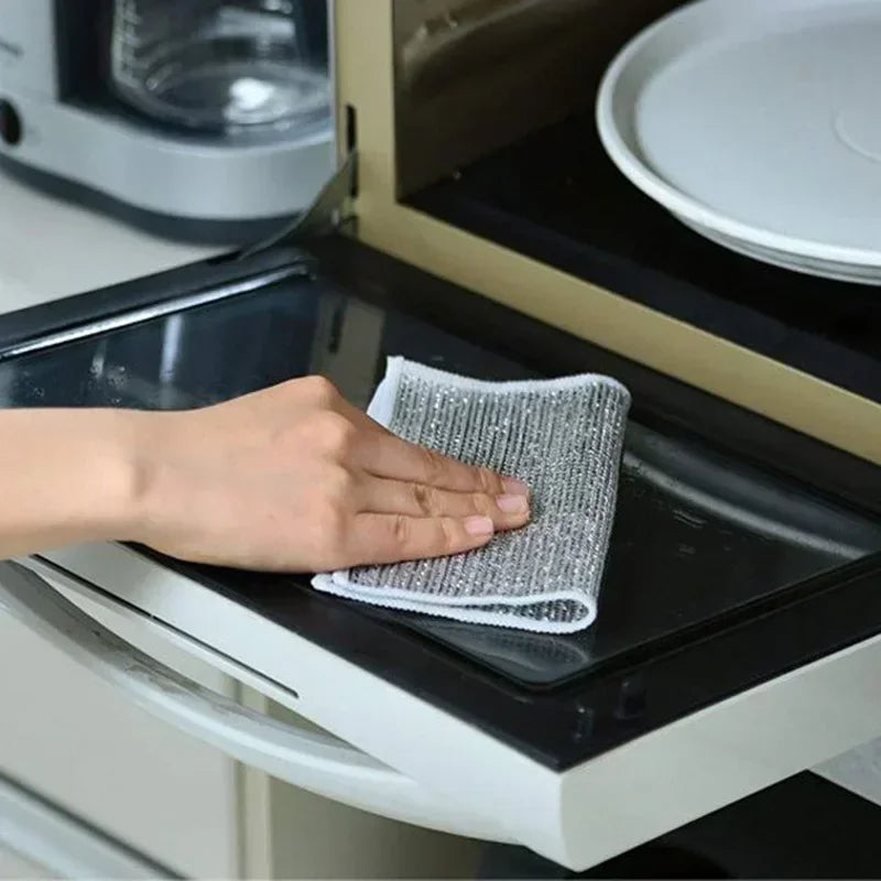 Double-Layer Steel Wire Cleaning Cloth with Microfiber Mesh