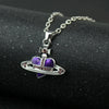 Rhinestone Heart & Saturn Pendant Jewelry Set